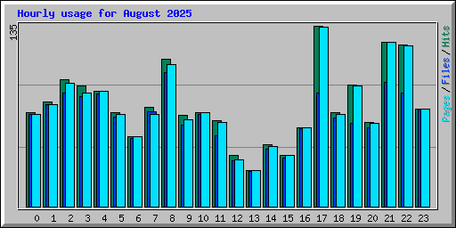 Hourly usage for August 2025